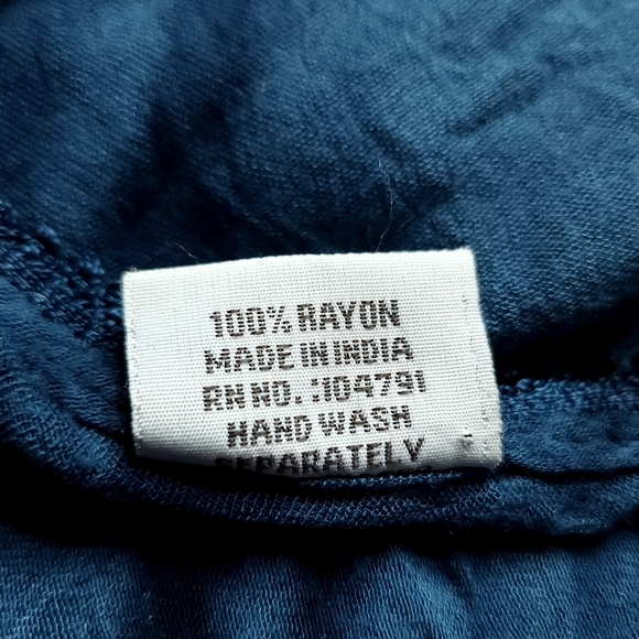 Vintage Blue Lace Up Neck Flowy Eyelet Top - Picture 6 of 9